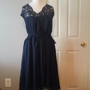 Open Back Lace Navy Dress NWT
